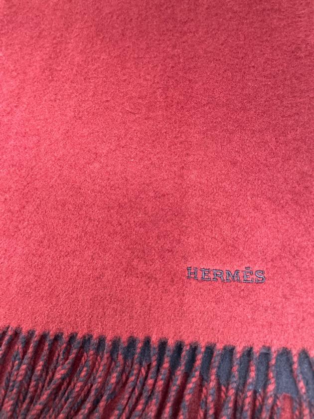 中古・古着通販】HERMES (エルメス) カシミヤマフラー ネイビー×レッド