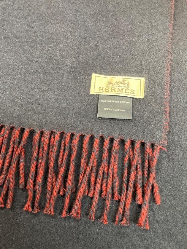 中古・古着通販】HERMES (エルメス) カシミヤマフラー ネイビー×レッド