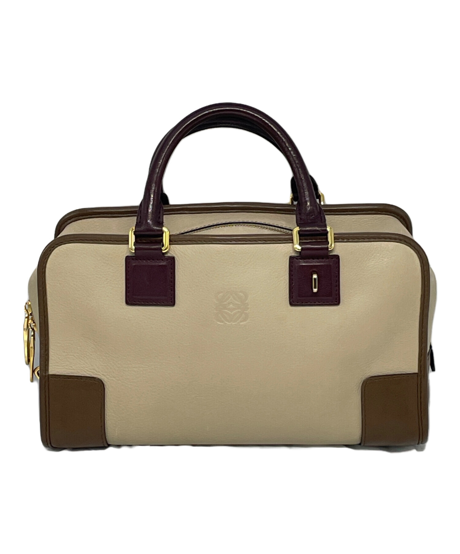LOEWE ハンドバッグ ベージュ/ブラウン 中古・古着通販】LOEWE (ロエベ) ハンドバッグ ベージュ×ブラウン