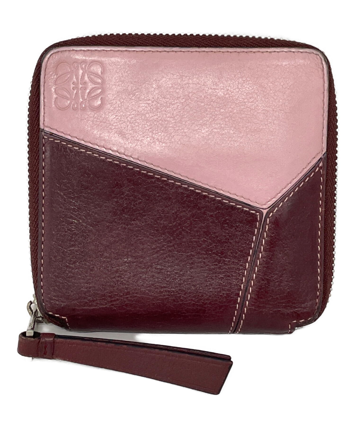 【新品未使用】LOEWE バーガンディ 二つ折り財布　ワインレッド 中古・古着通販】LOEWE (ロエベ) 2つ折り財布 ピンク×ボルドー