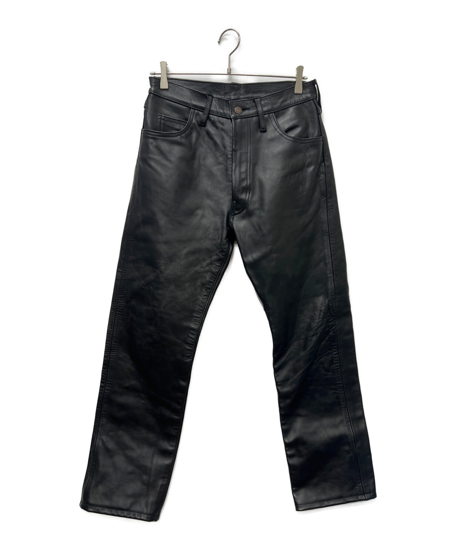 AERO LEATHER ホースハイドレザーパンツ 31 ブラック 本革 中古・古着通販】Aero LEATHER (エアロレザー) ホースハイドパンツ