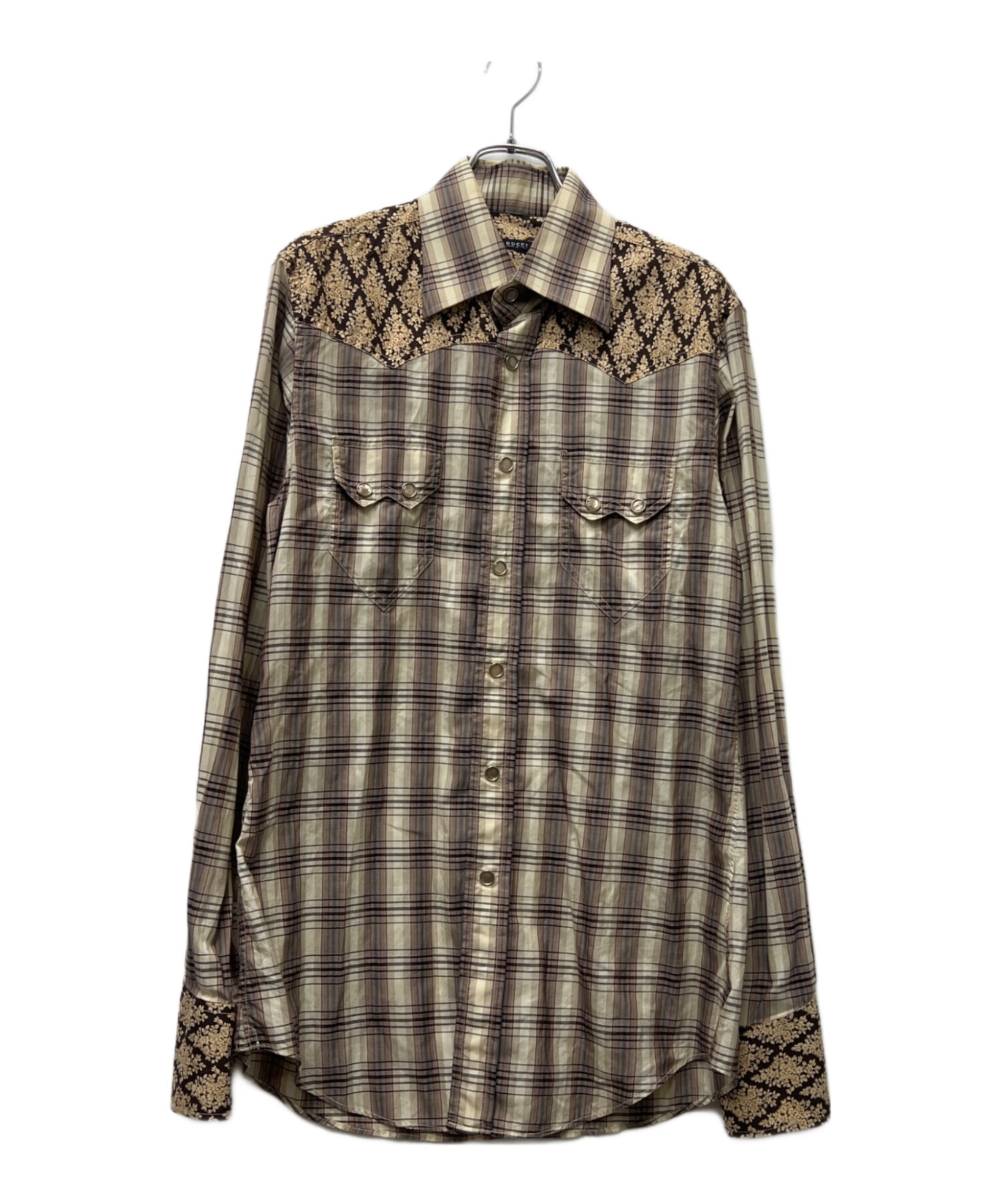 中古・古着通販】GUCCI (グッチ) ウエスタンシャツ ベージュ サイズ