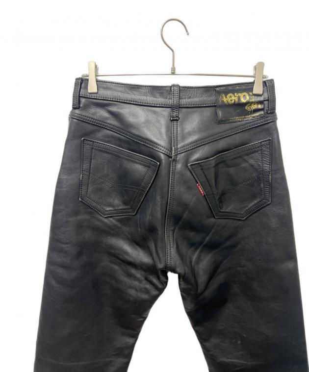 Aero レザー パンツ 黒30 中古・古着通販】aero (エアロ) レザーパンツ ブラック サイズ:31