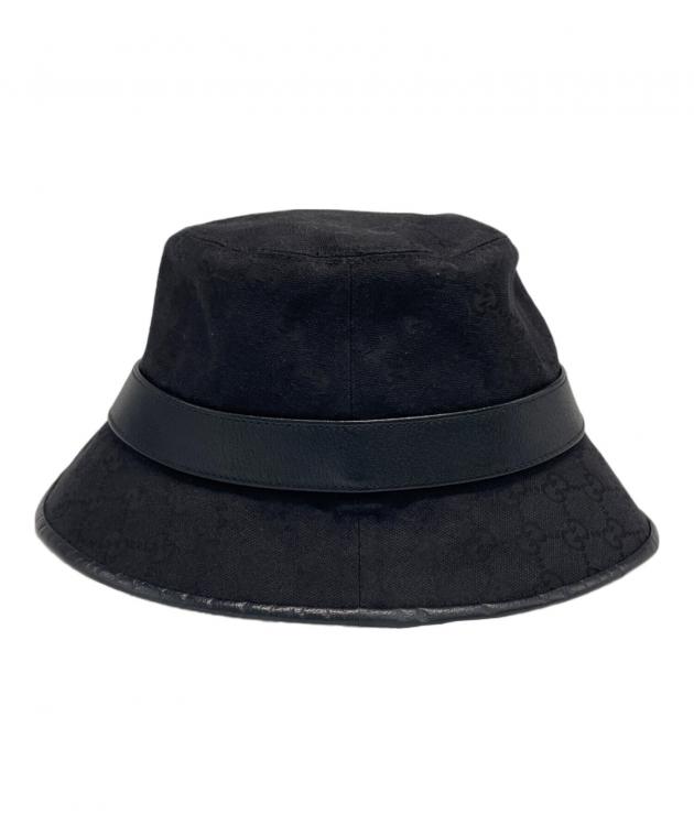 極美品✨ GUCCI 帽子 GGキャンバス バケットハット ブラック グッチ　L 中古・古着通販】GUCCI (グッチ) GGキャンバスバケットハット ブラック