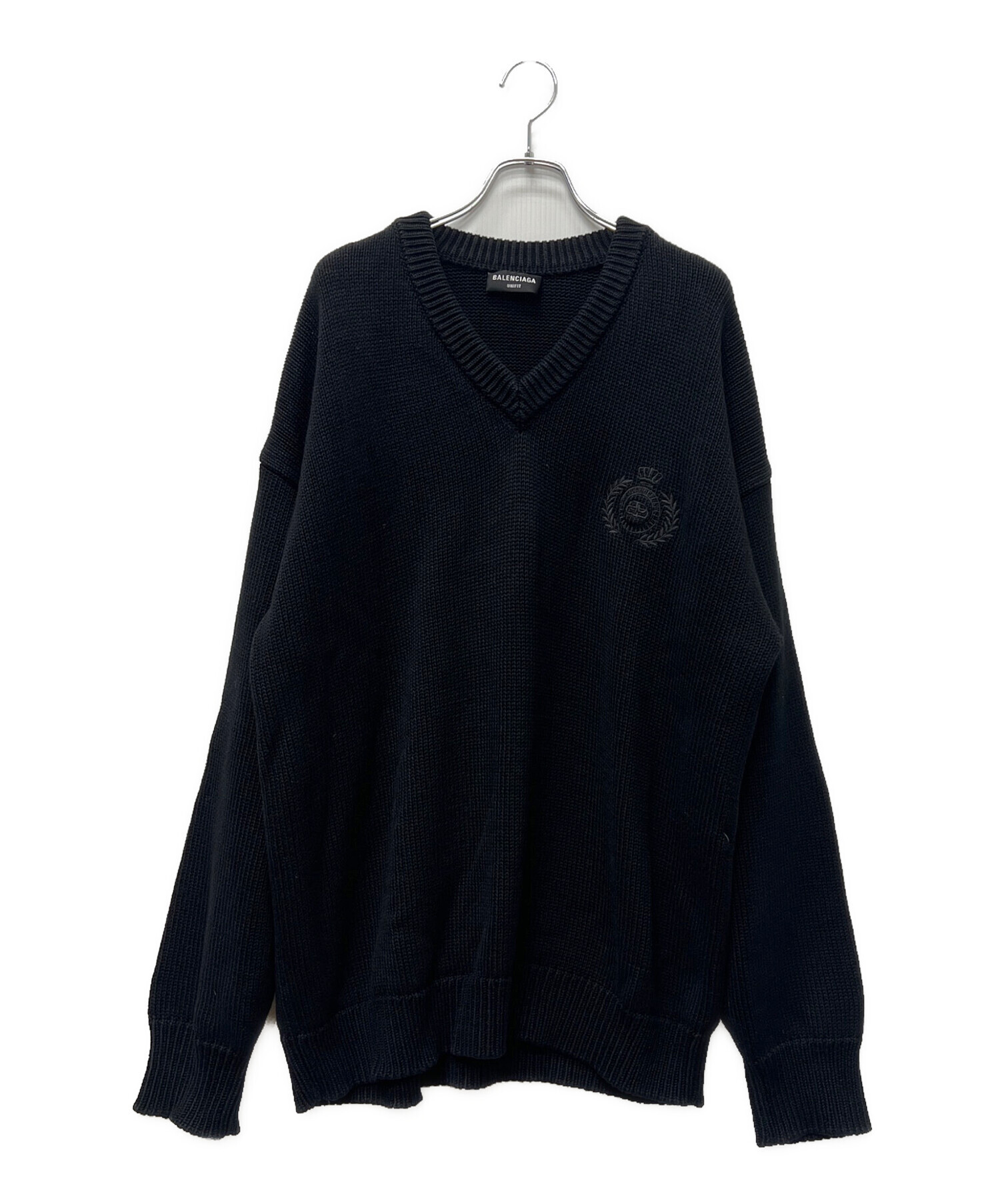 JP　バレンシアガ　ニット　ブラック 中古・古着通販】BALENCIAGA (バレンシアガ) Braided Knit V-Neck