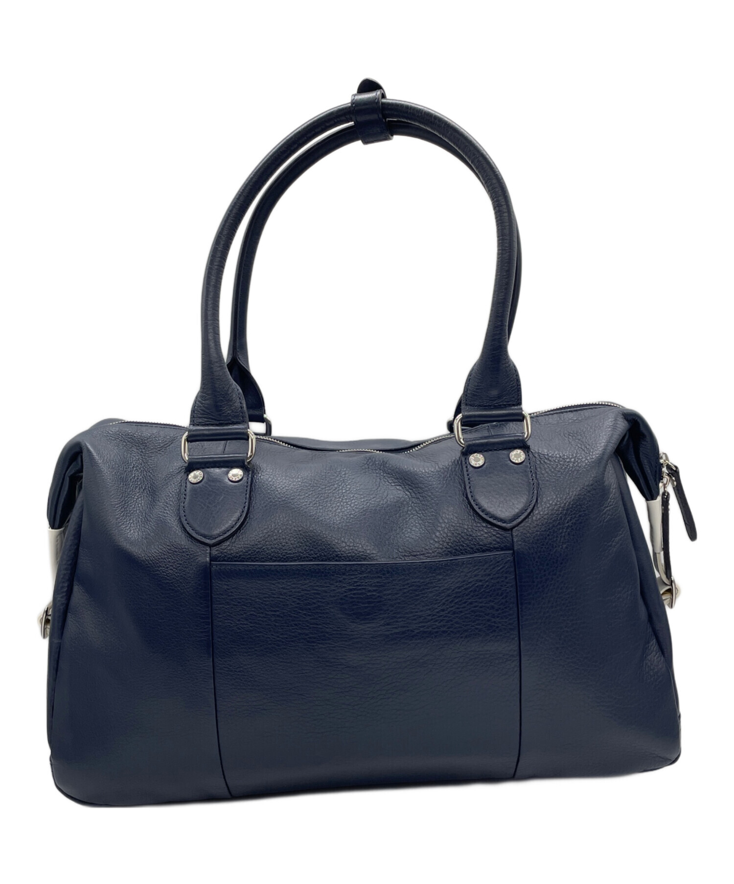 【美品】ブラックレーベル クレストブリッジ ボストンバッグ レザー 手提げ 紺 中古・古着通販】BLACK LABEL CRESTBRIDGE (ブラックレーベル クレスト