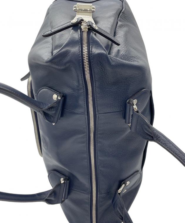 【美品】ブラックレーベル クレストブリッジ ボストンバッグ レザー 手提げ 紺 中古・古着通販】BLACK LABEL CRESTBRIDGE (ブラックレーベル クレスト