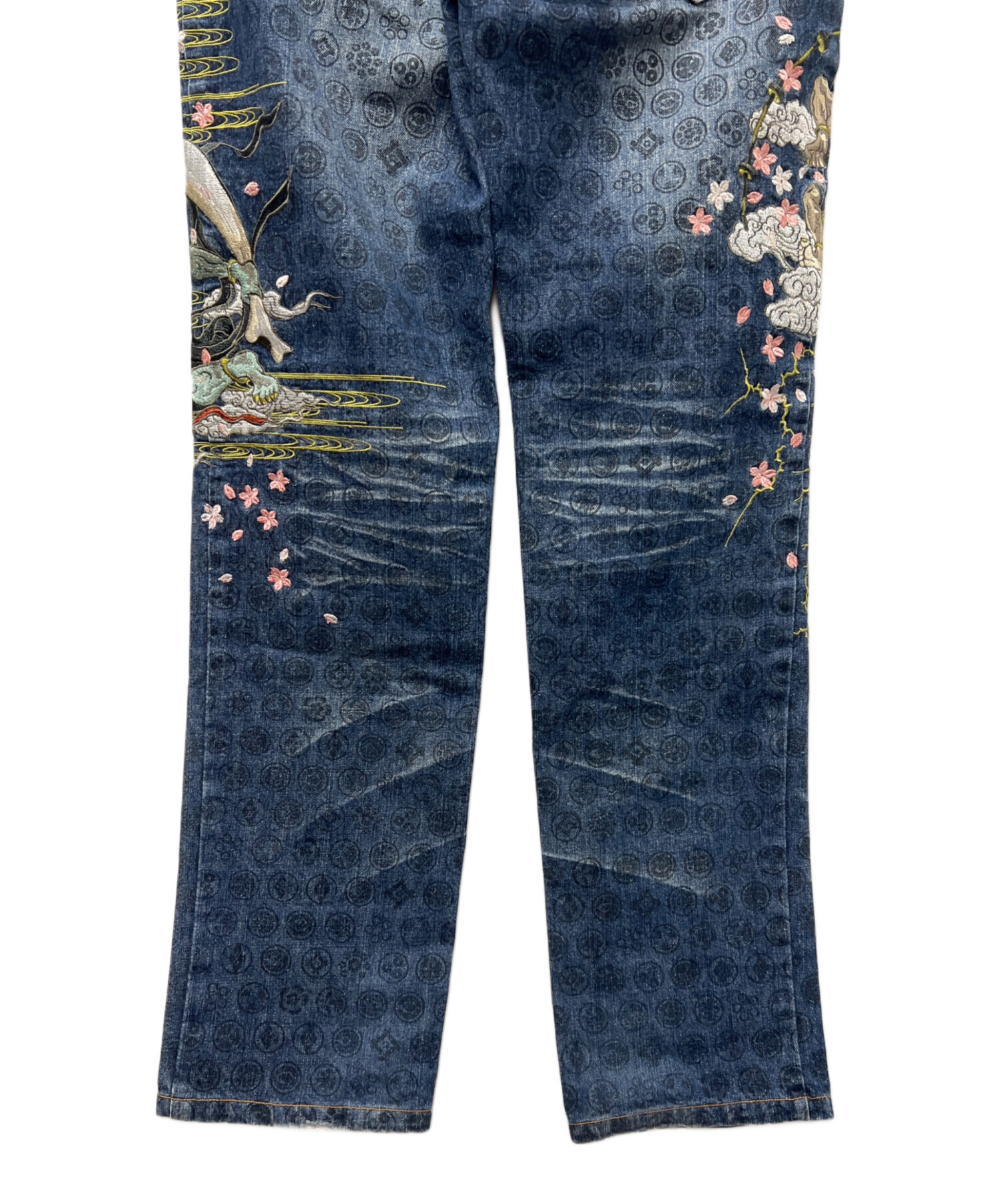中古・古着通販】華鳥風月 (カチョウフウゲツ) 風神雷神刺繍デニム