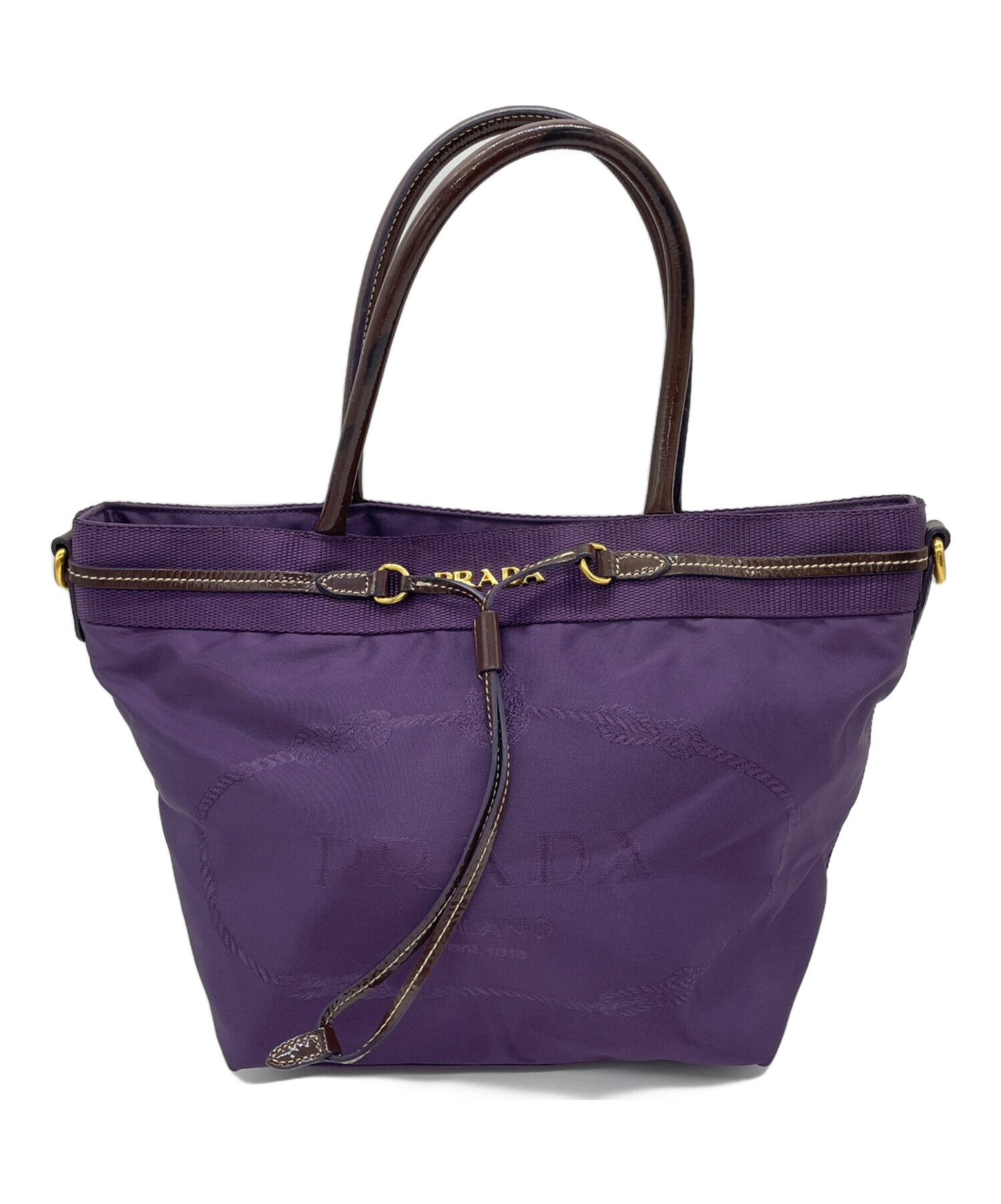 M*様 PRADA プラダ テスート ナイロン トートバッグ 三角ロゴ パープル 中古・古着通販】PRADA (プラダ) ロゴジャガードナイロントートバッグ
