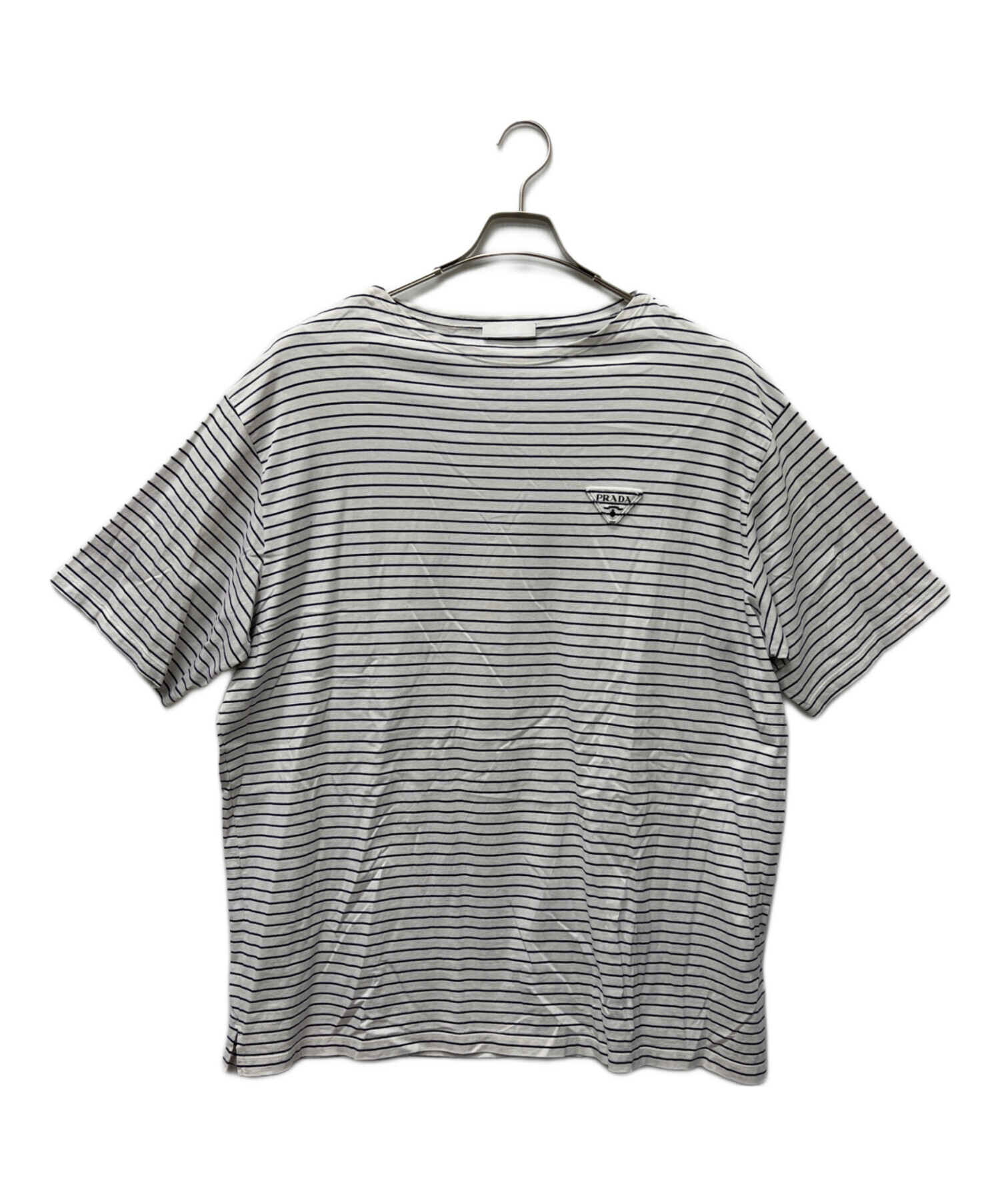 【美品】プラダスポーツ　TシャツSボーダー　白・紺 中古・古着通販】PRADA (プラダ) ボーダーTシャツ ホワイト×ネイビー