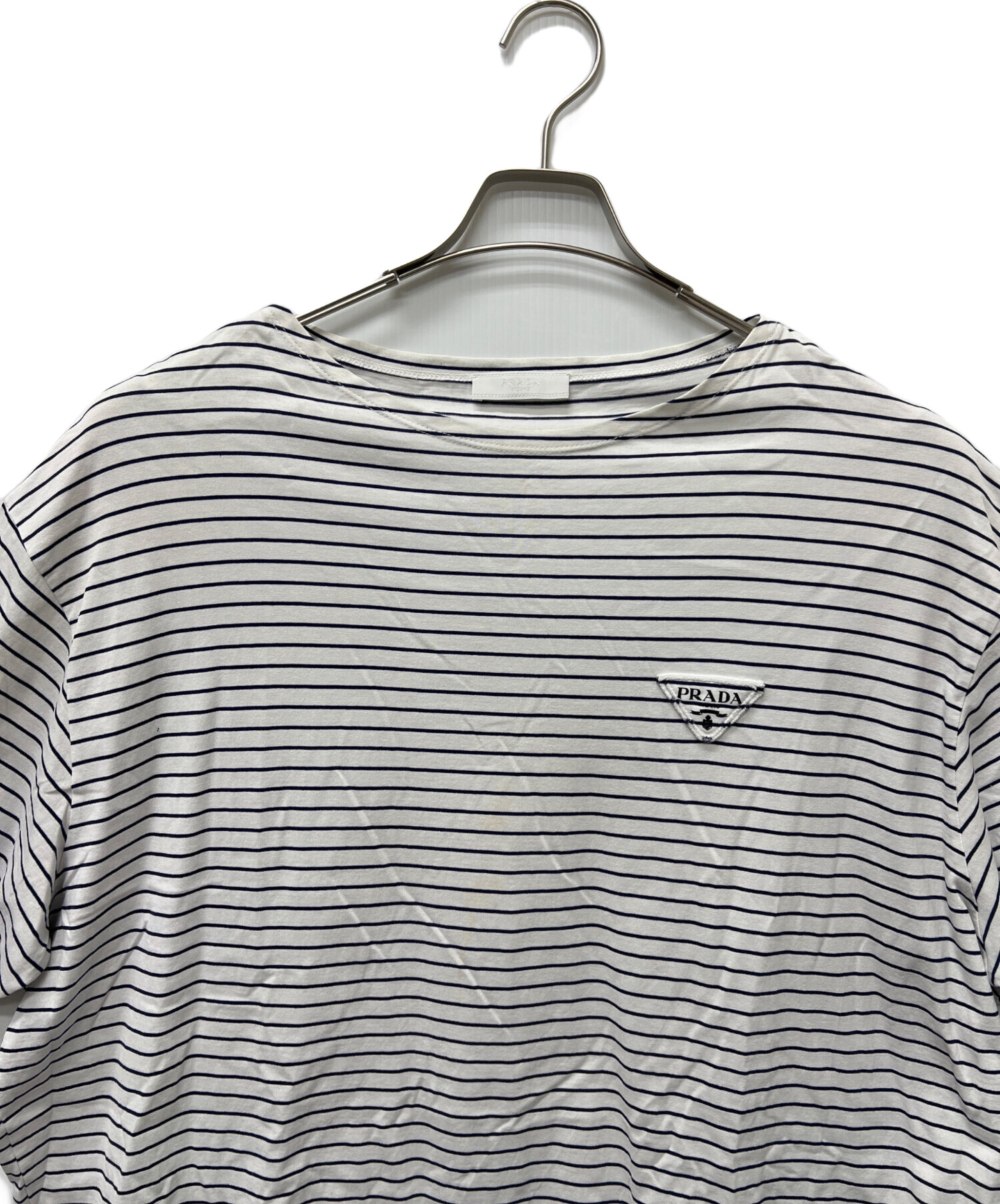 PRADA プラダ　ボーダーtシャツ 中古・古着通販】PRADA (プラダ) ボーダーTシャツ ホワイト×ネイビー