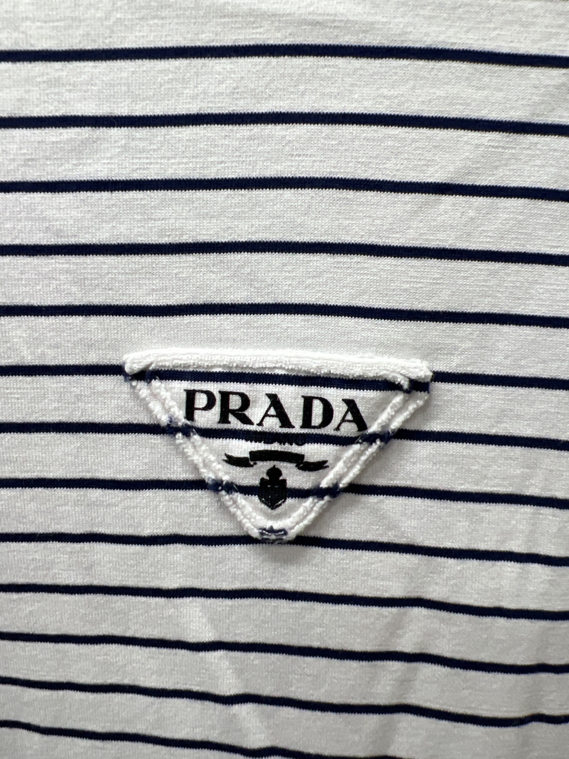 【美品】プラダスポーツ　TシャツSボーダー　白・紺 中古・古着通販】PRADA (プラダ) ボーダーTシャツ ホワイト×ネイビー