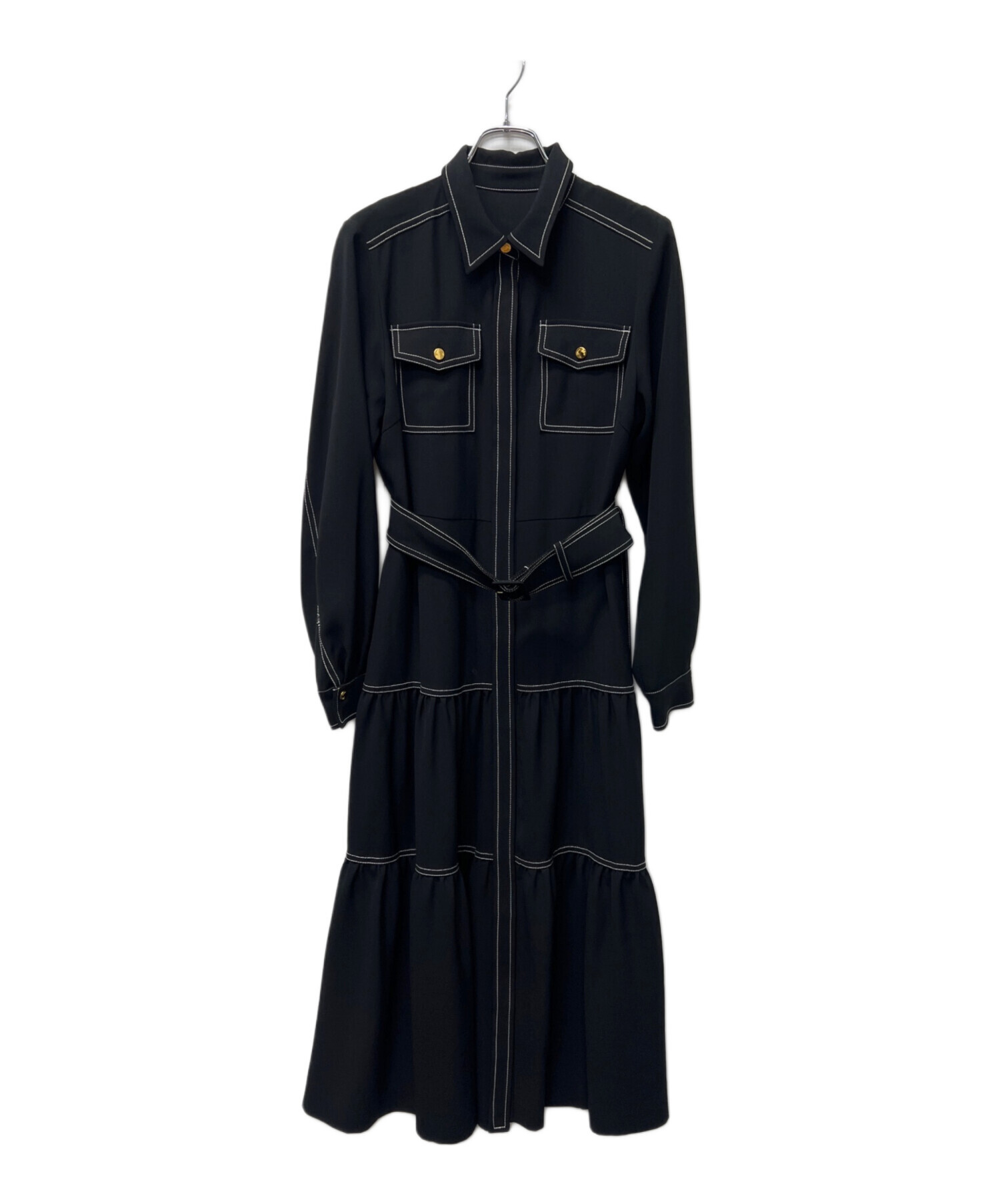 美品 Grace Class 近年モデル ワンピース 袖シアー ビジュー 黒 中古・古着通販】GRACE CLASS (グレースクラス) 長袖ワンピース