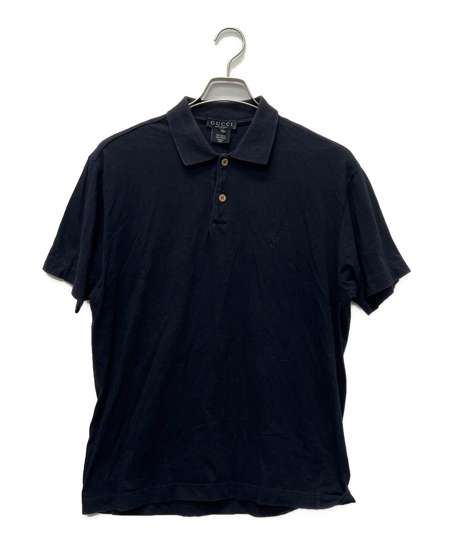 GUCCI ポロシャツ ブラック 中古・古着通販】GUCCI (グッチ) 半袖ポロシャツ ブラック サイズ:不明