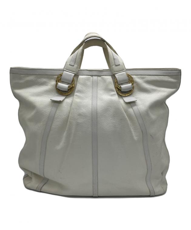 中古・古着通販】BVLGARI (ブルガリ) レザートートバッグ ホワイト 