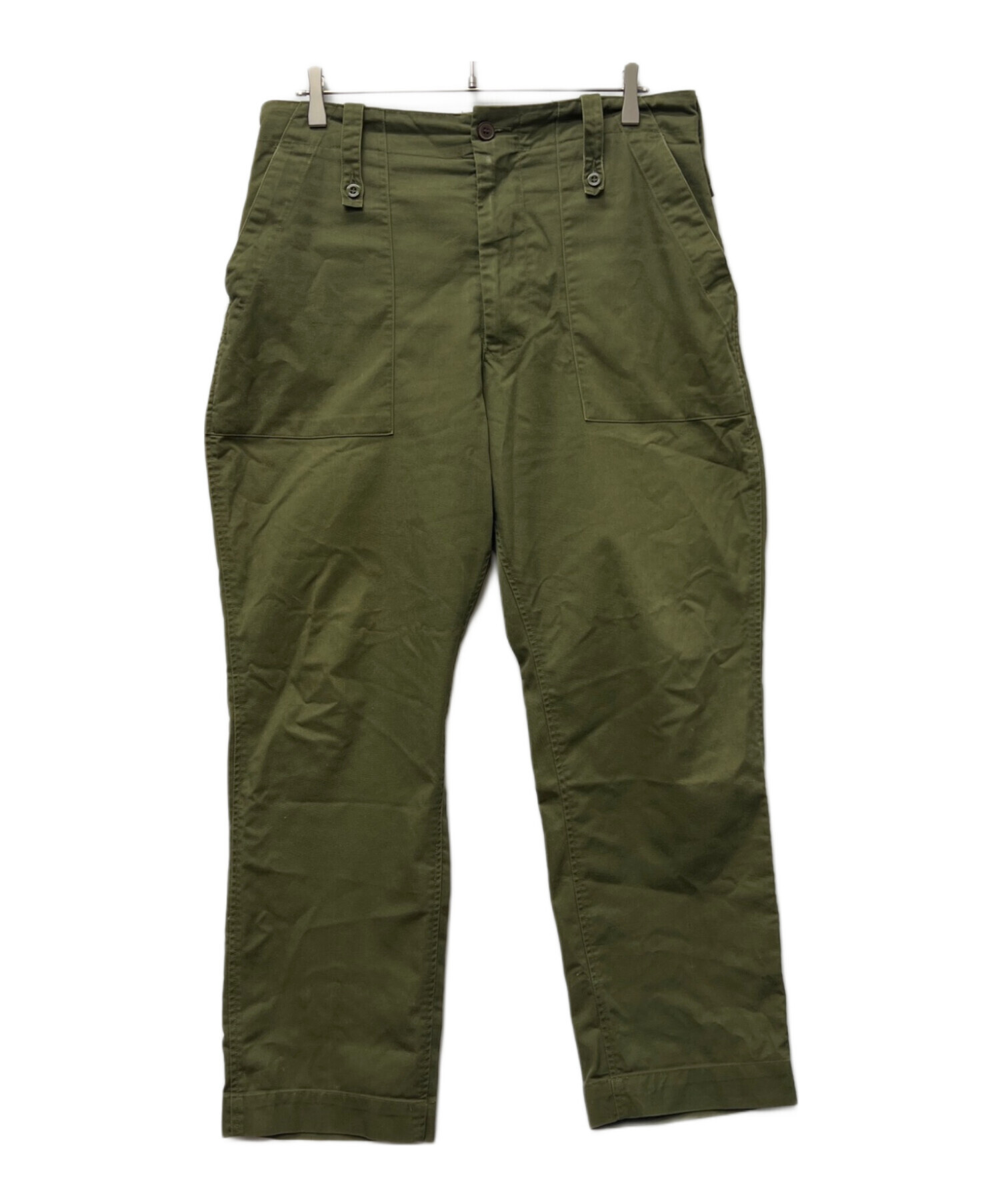 推定30s シンチバック ヴィンテージ ヘリンボーン トラウザーズ パンツ 古着 中古・古着通販】TROUSERS (トラウザーズ) ミリタリーパンツ オリーブ