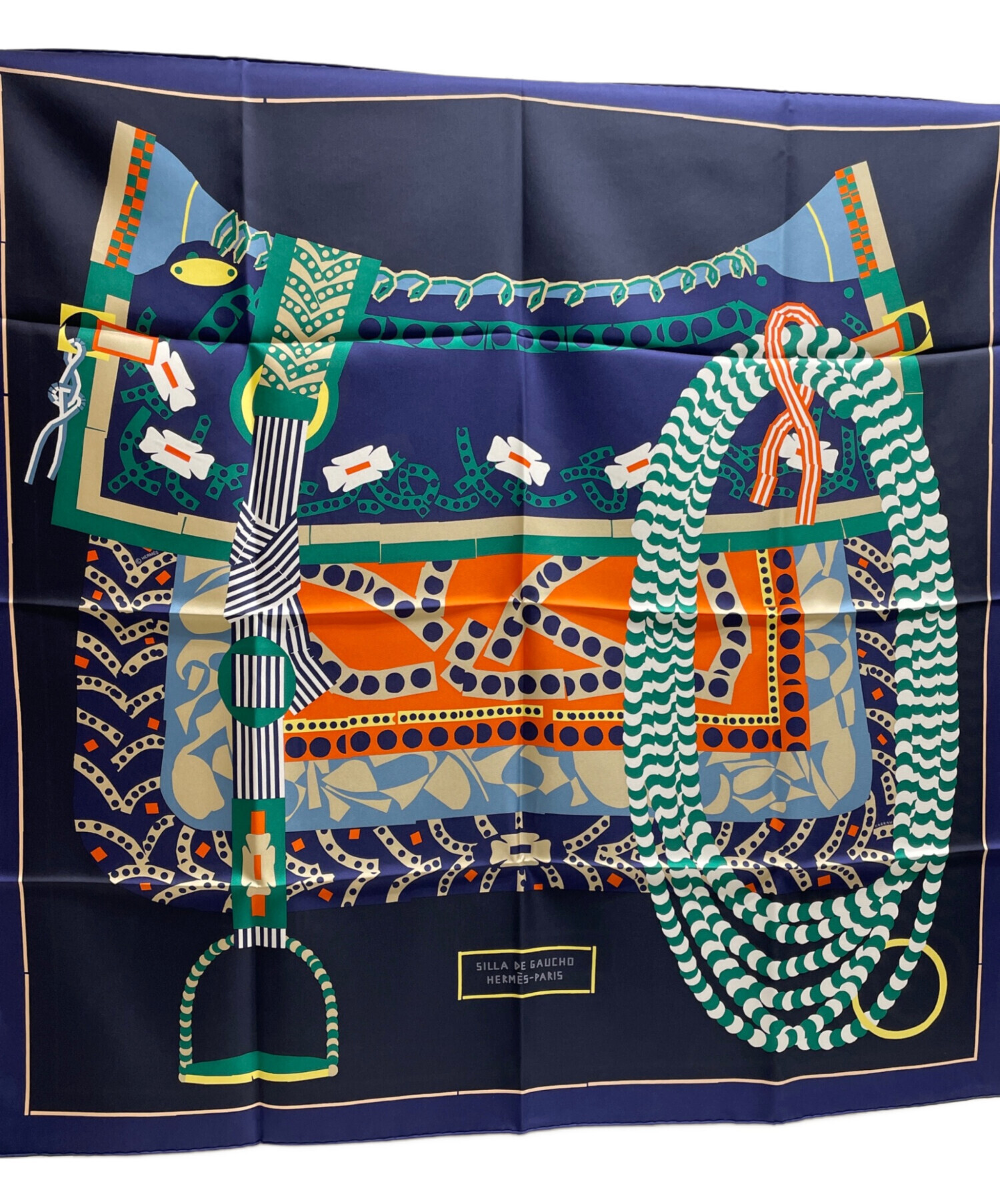 中古・古着通販】HERMES (エルメス) シルクスカーフ ネイビー
