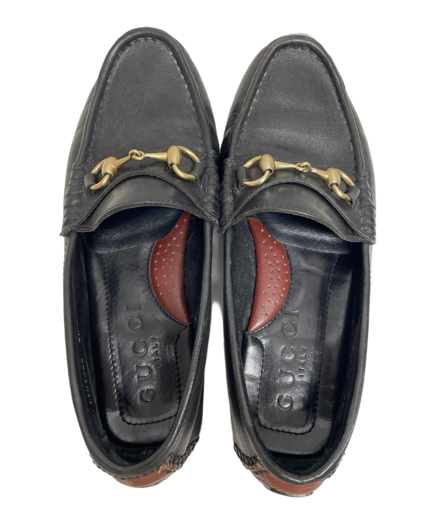 中古・古着通販】GUCCI (グッチ) レザーローファー ブラック サイズ