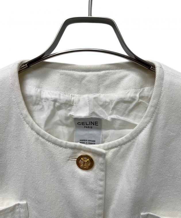 中古・古着通販】CELINE (セリーヌ) ノーカラージャケット ホワイト