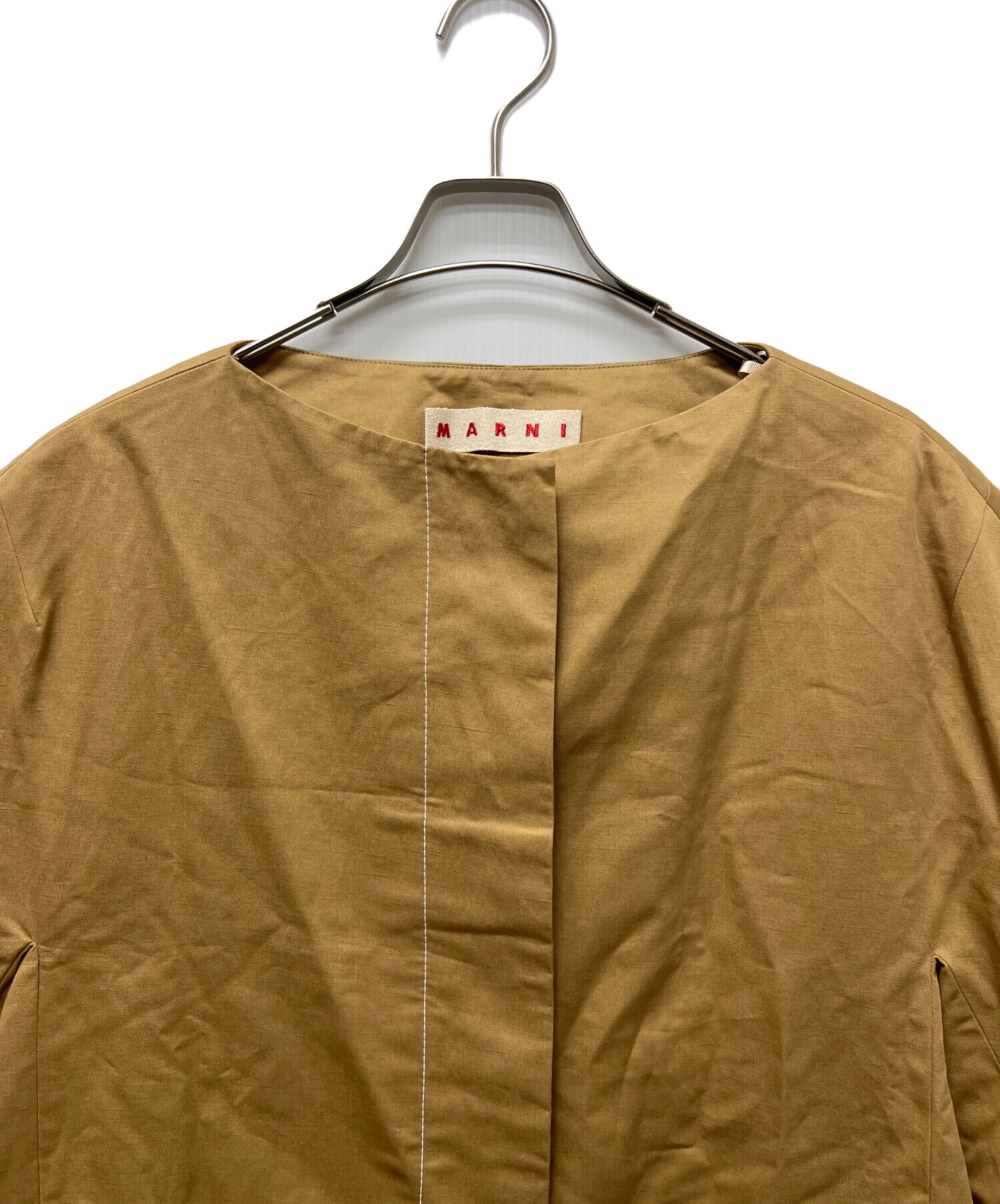 中古・古着通販】MARNI (マルニ) ノーカラーコート ベージュ サイズ