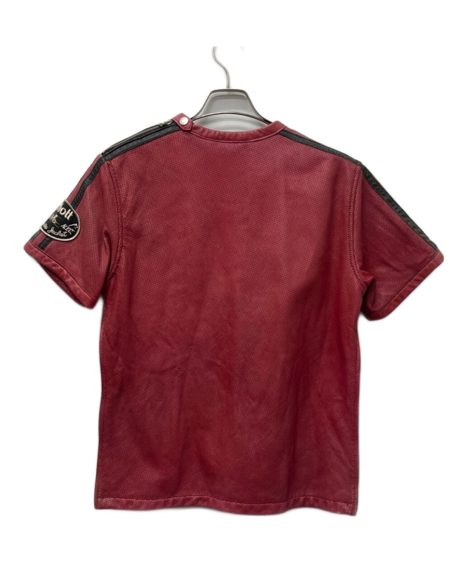中古・古着通販】Schott (ショット) レザーカットソー レッド サイズ