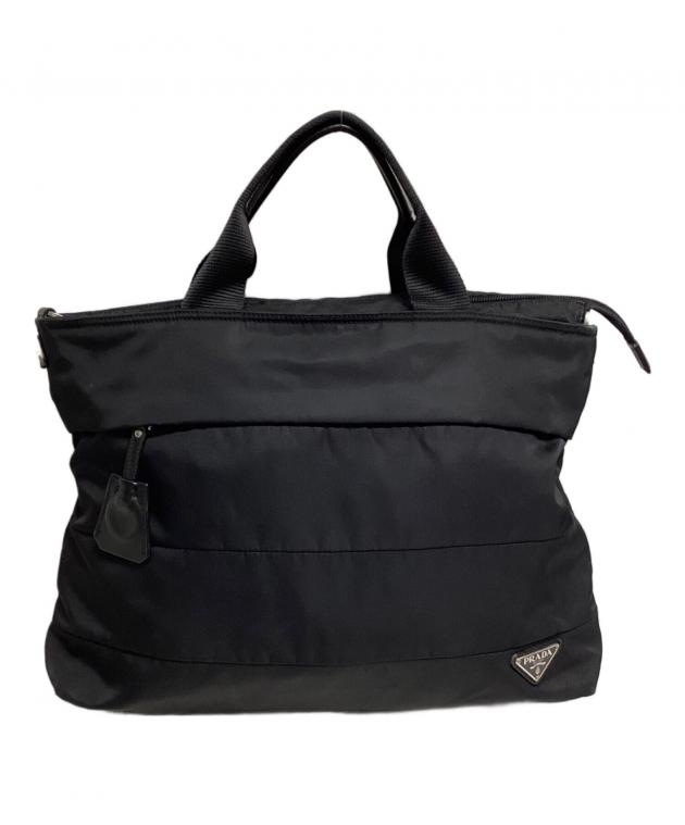 【最終値下】PRADA プラダ　2way レザートートバッグ ブラック 中古・古着通販】PRADA (プラダ) 2WAYトートバッグ ブラック｜ブランド
