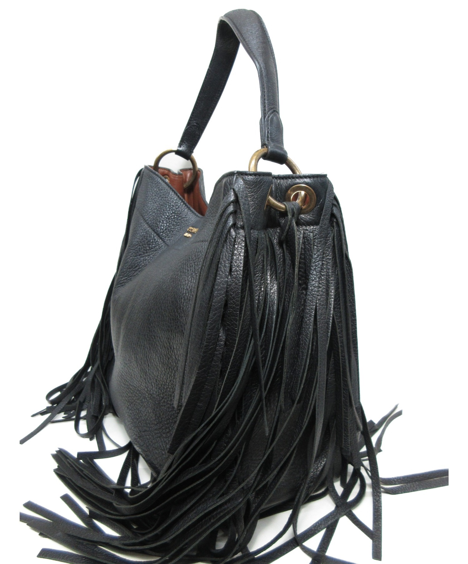 中古・古着通販】PRADA (プラダ) フリンジセミショルダーバッグ 