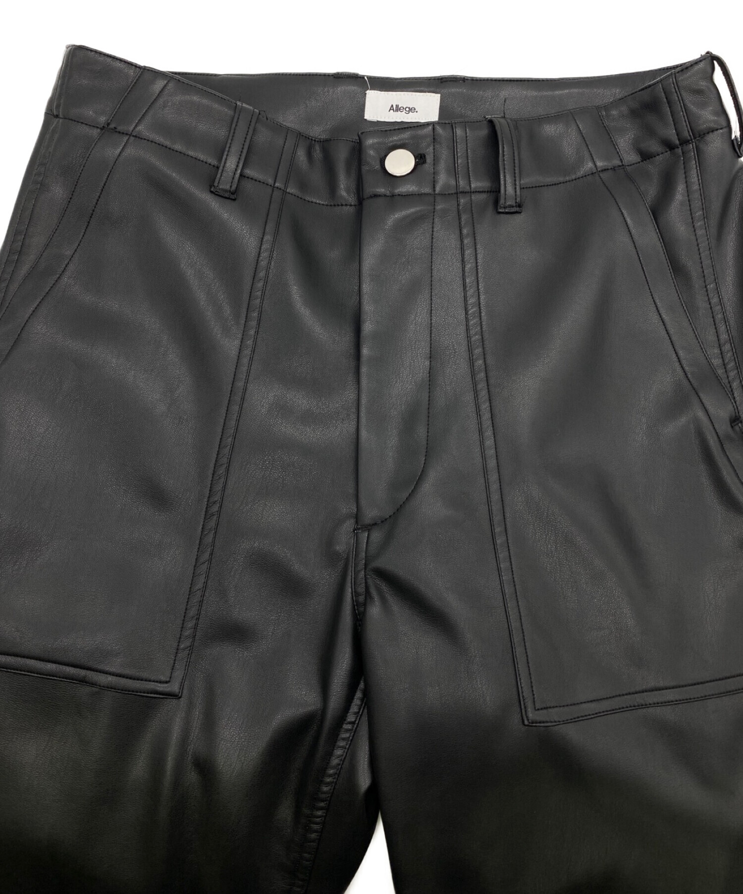 中古・古着通販】ALLEGE (アレッジ) フェイクレザーパンツ ブラック
