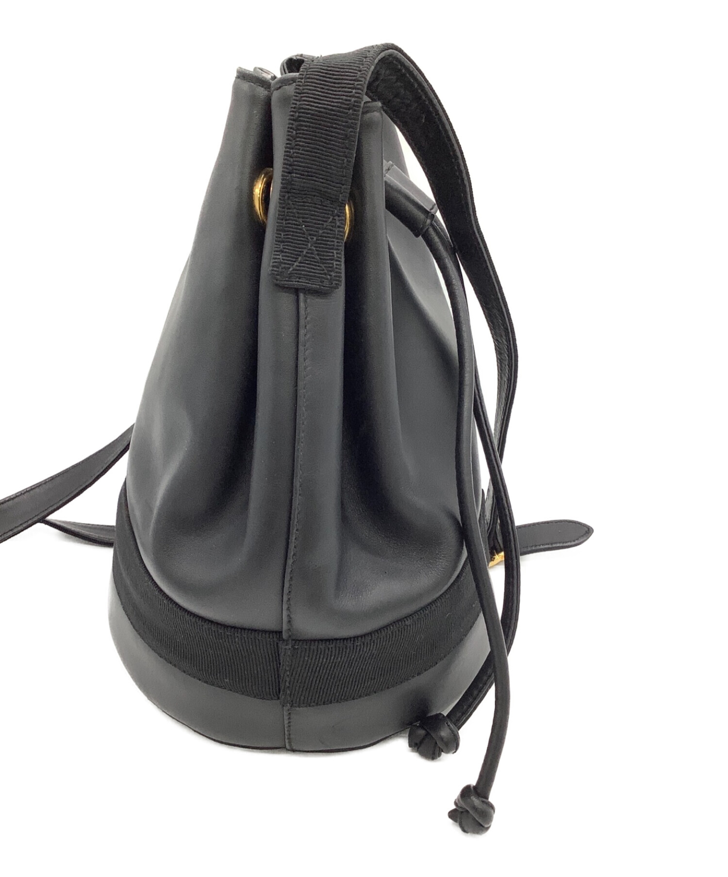 Salvatore Ferragamo サルヴァトーレフェラガモ ヴィンテージ 巾着 ショルダーバッグ ブラック レディース ドローストリング 【中古】 中古・古着通販】Salvatore Ferragamo (サルヴァトーレ フェラガモ