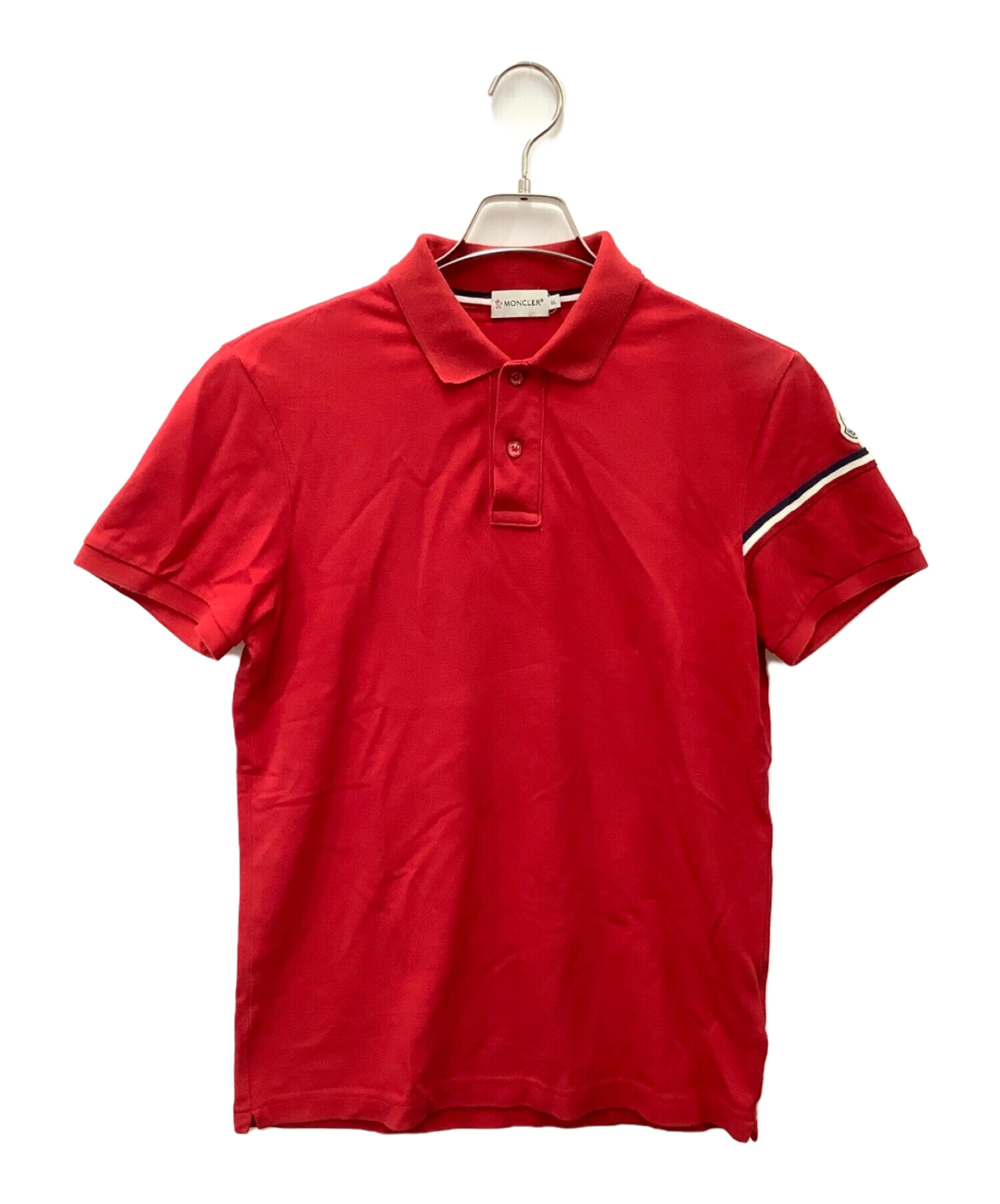 2*め様 MONCLER ポロシャツ レッド Sサイズ 中古・古着通販】MONCLER (モンクレール) ポロシャツ レッド サイズ:S