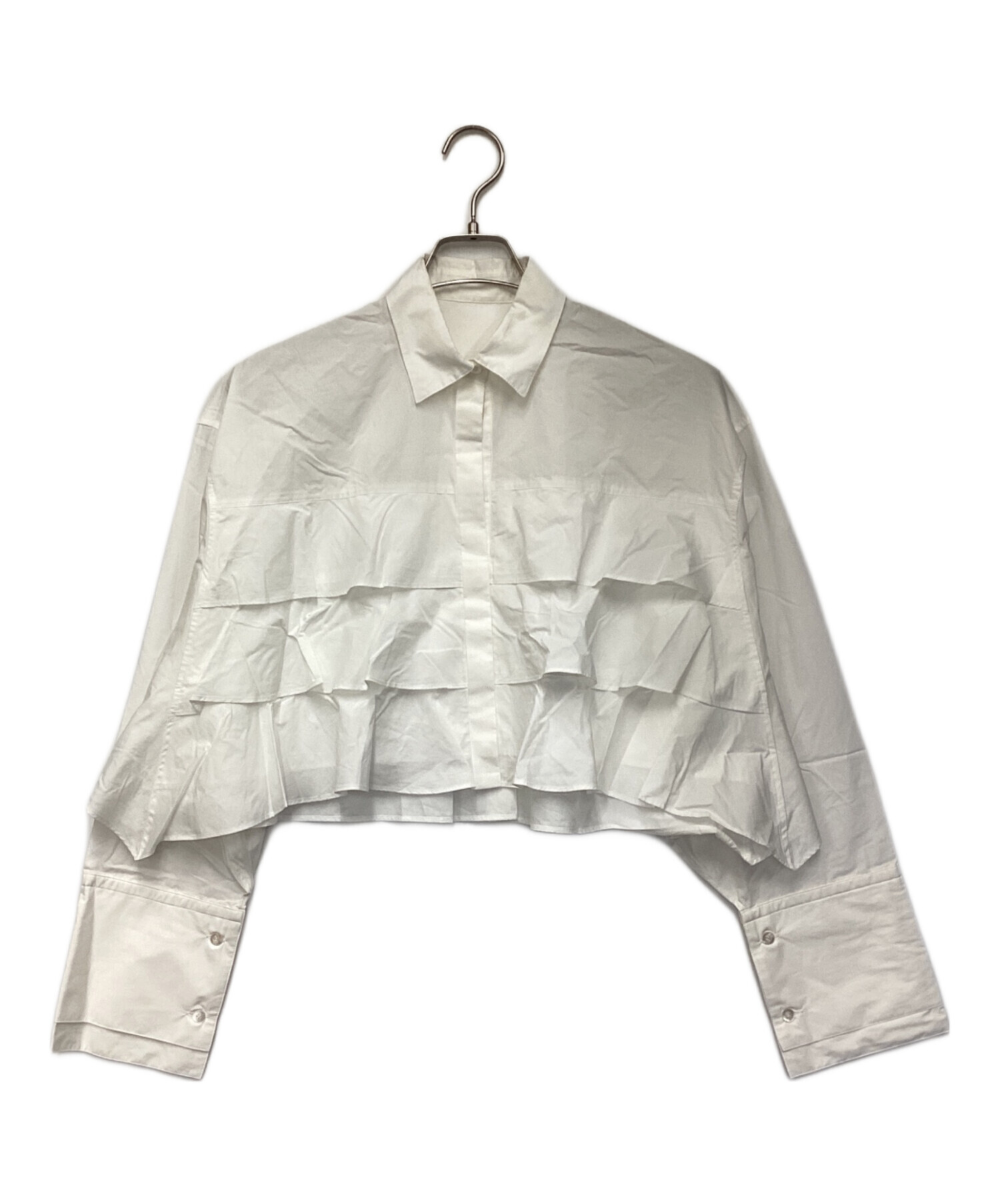 LE PHIL / ルフィル | クロップド フレアシャツ | F | ホワイト | レディース 中古・古着通販】LE PHIL (ル フィル) クロップドフレアシャツ
