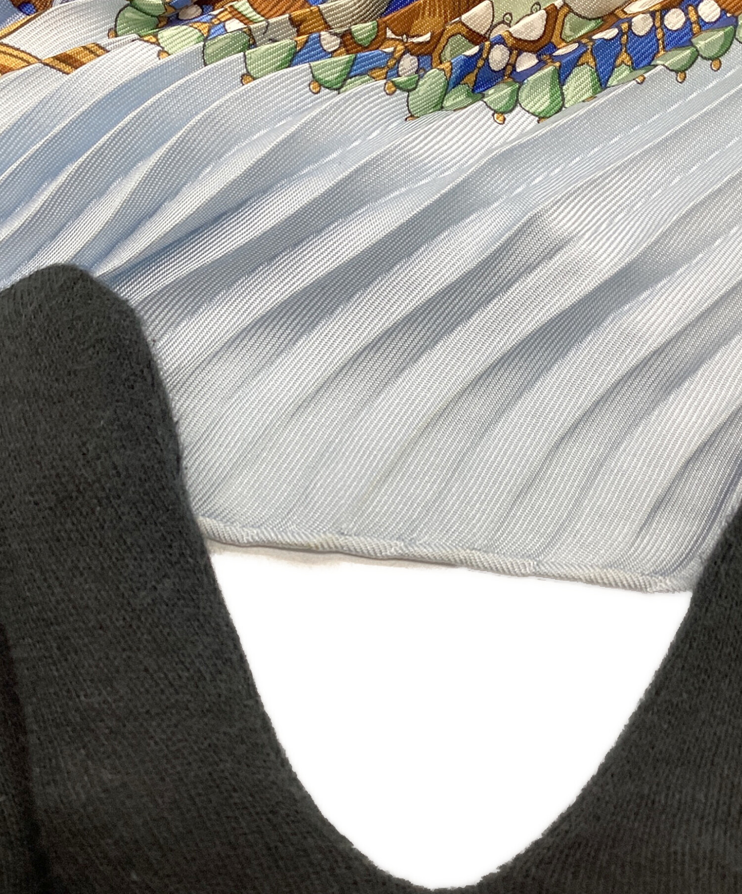 中古・古着通販】HERMES (エルメス) プリーツスカーフ ブルー