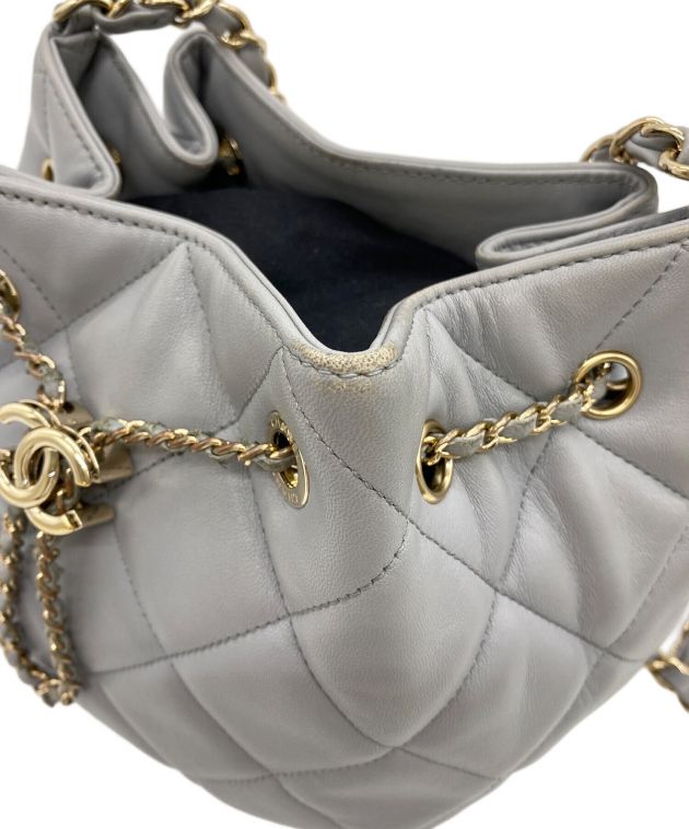 中古・古着通販】CHANEL (シャネル) 巾着ショルダーバッグ グレー
