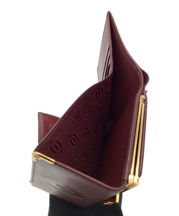 極美品✨カルティエ 二つ折り財布 マストライン ガマ口 カーフ ドゥーブルCロゴ 極美品✨カルティエ 二つ折り財布 マストライン ガマ口 カーフ