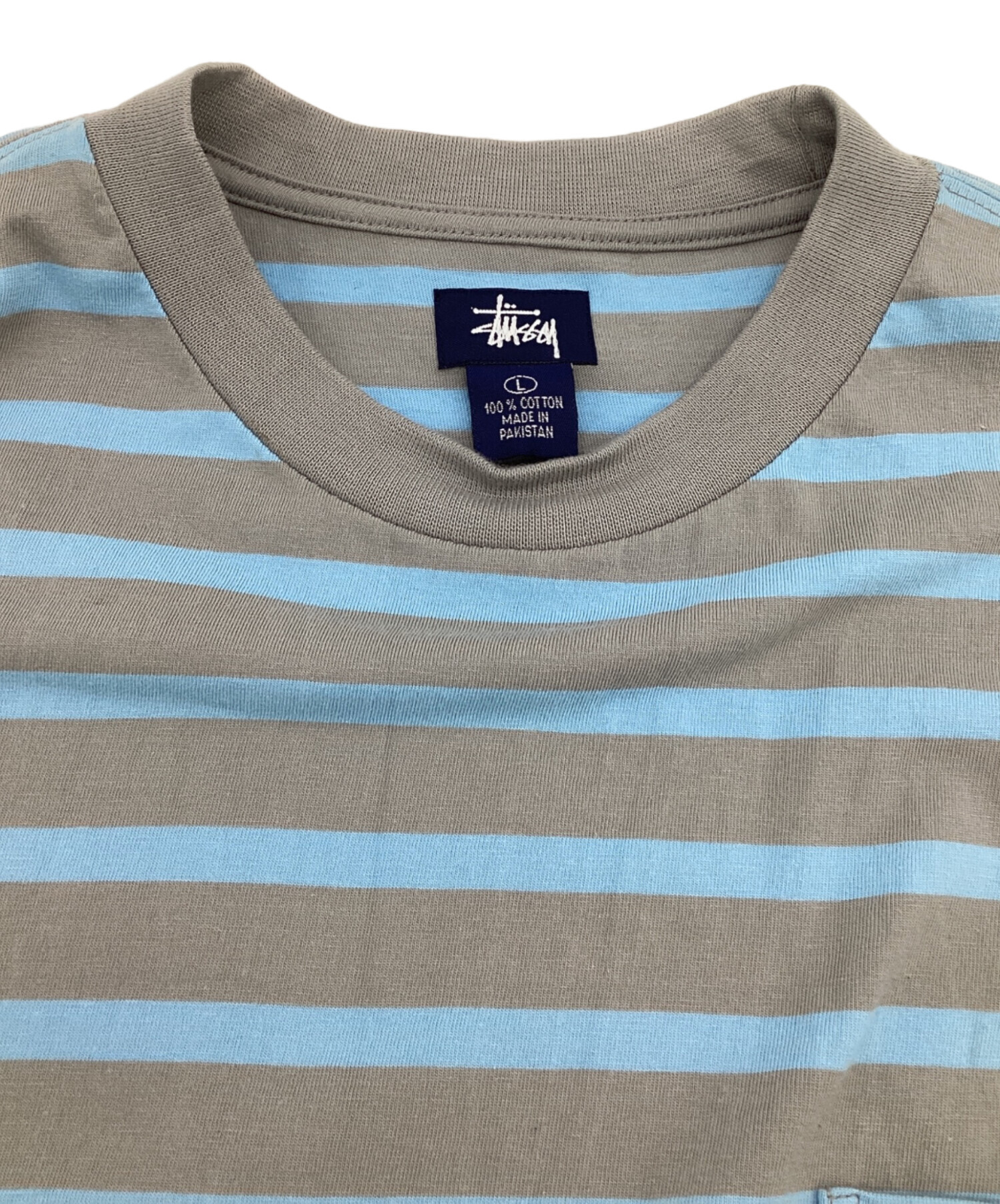 中古・古着通販】stussy (ステューシー) ボーダー 半袖Tシャツ ブルー