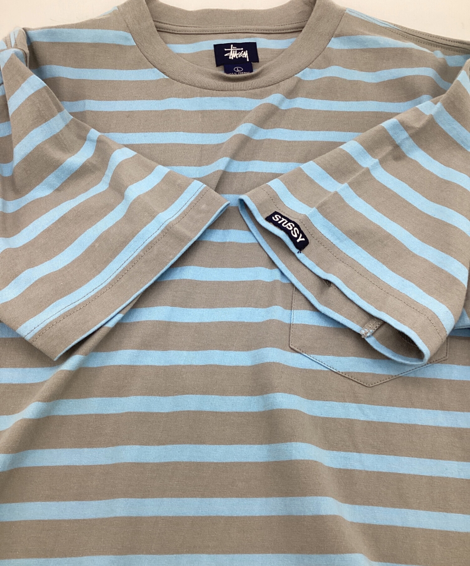 中古・古着通販】stussy (ステューシー) ボーダー 半袖Tシャツ ブルー