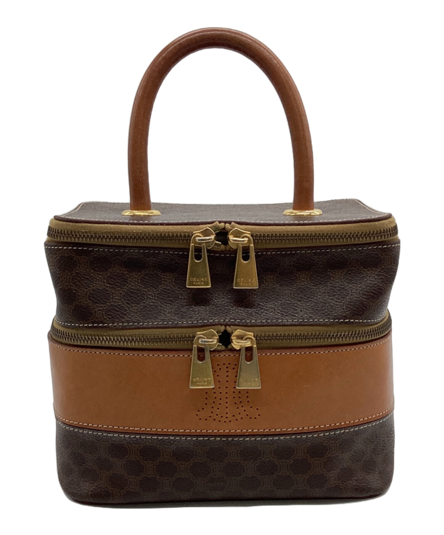 中古・古着通販】CELINE (セリーヌ) マカダム バニティバッグ ブラウン 