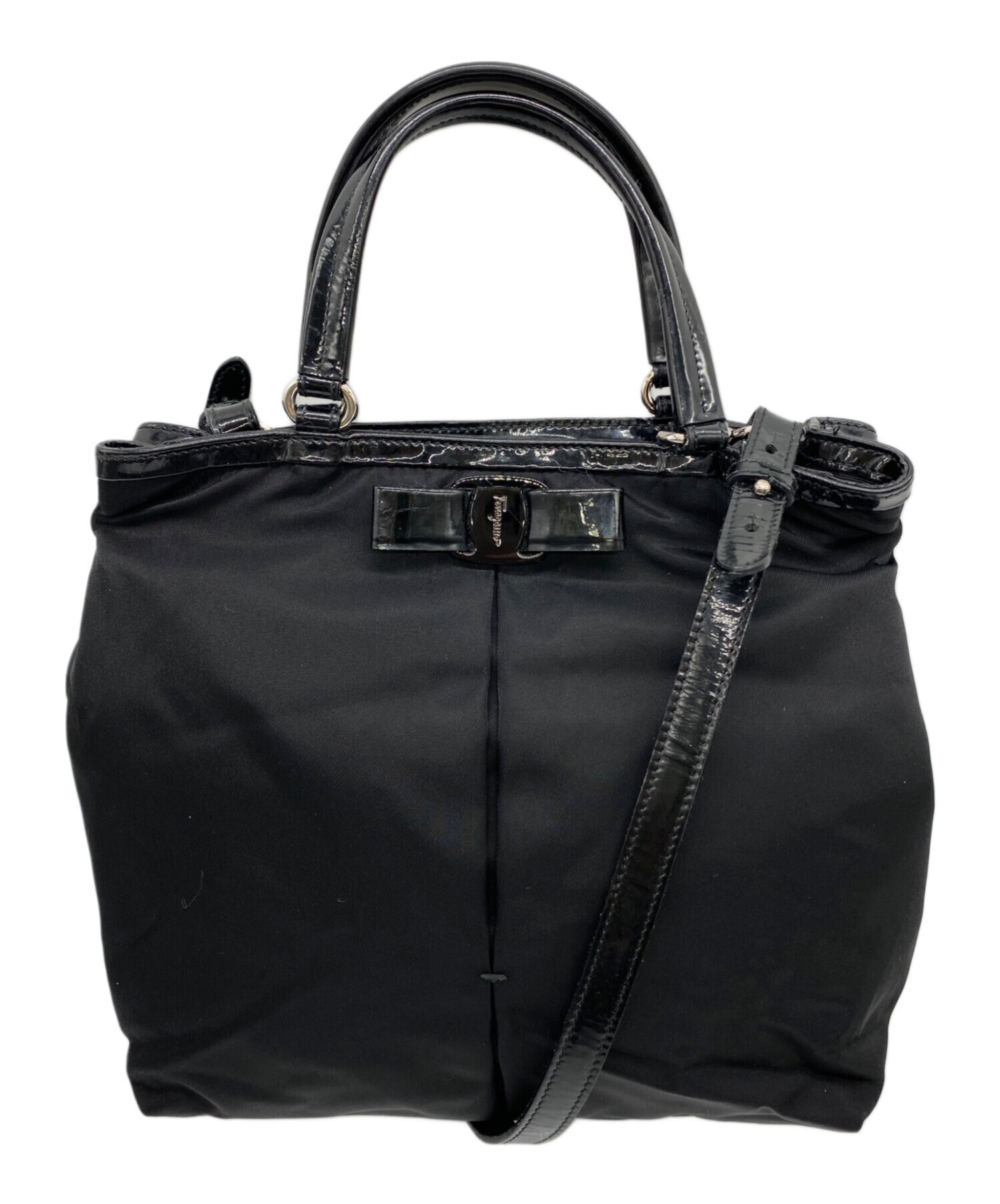 よ*こ様 フェラガモ2WAY 21-4178 ブラック レディース【中古】 中古・古着通販】Salvatore Ferragamo (サルヴァトーレ フェラガモ