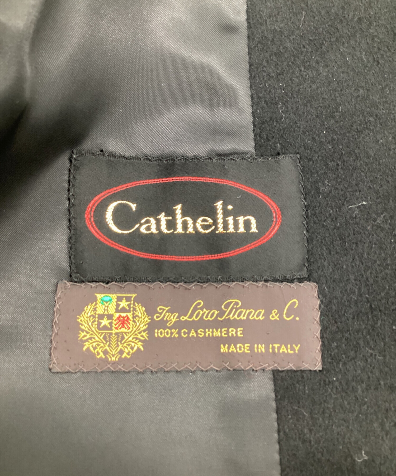 中古・古着通販】Cathelin (カトラン) カシミヤコート ブラック サイズ 