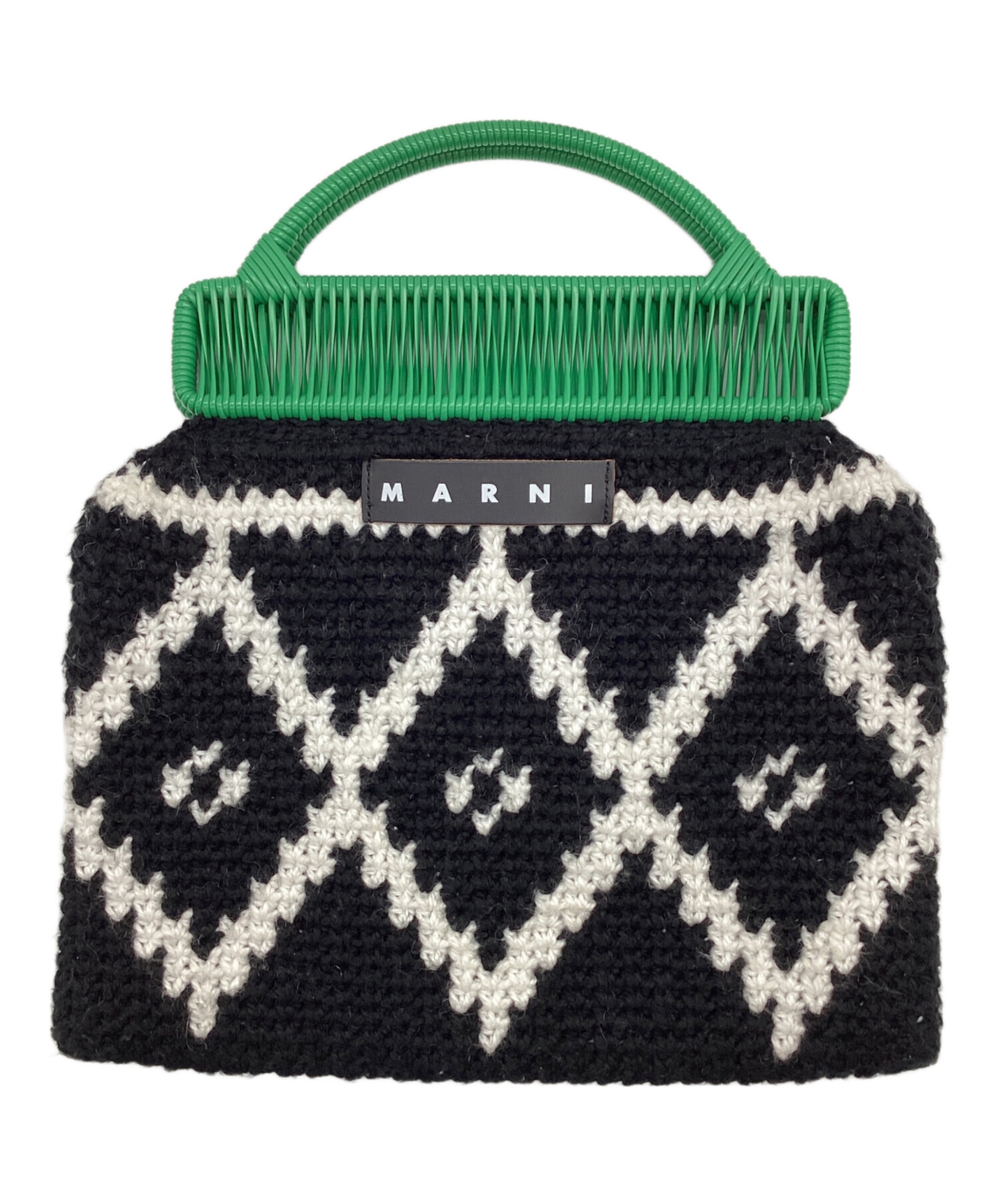 中古・古着通販】MARNI (マルニ) クロシェバッグ グリーン×ブラック