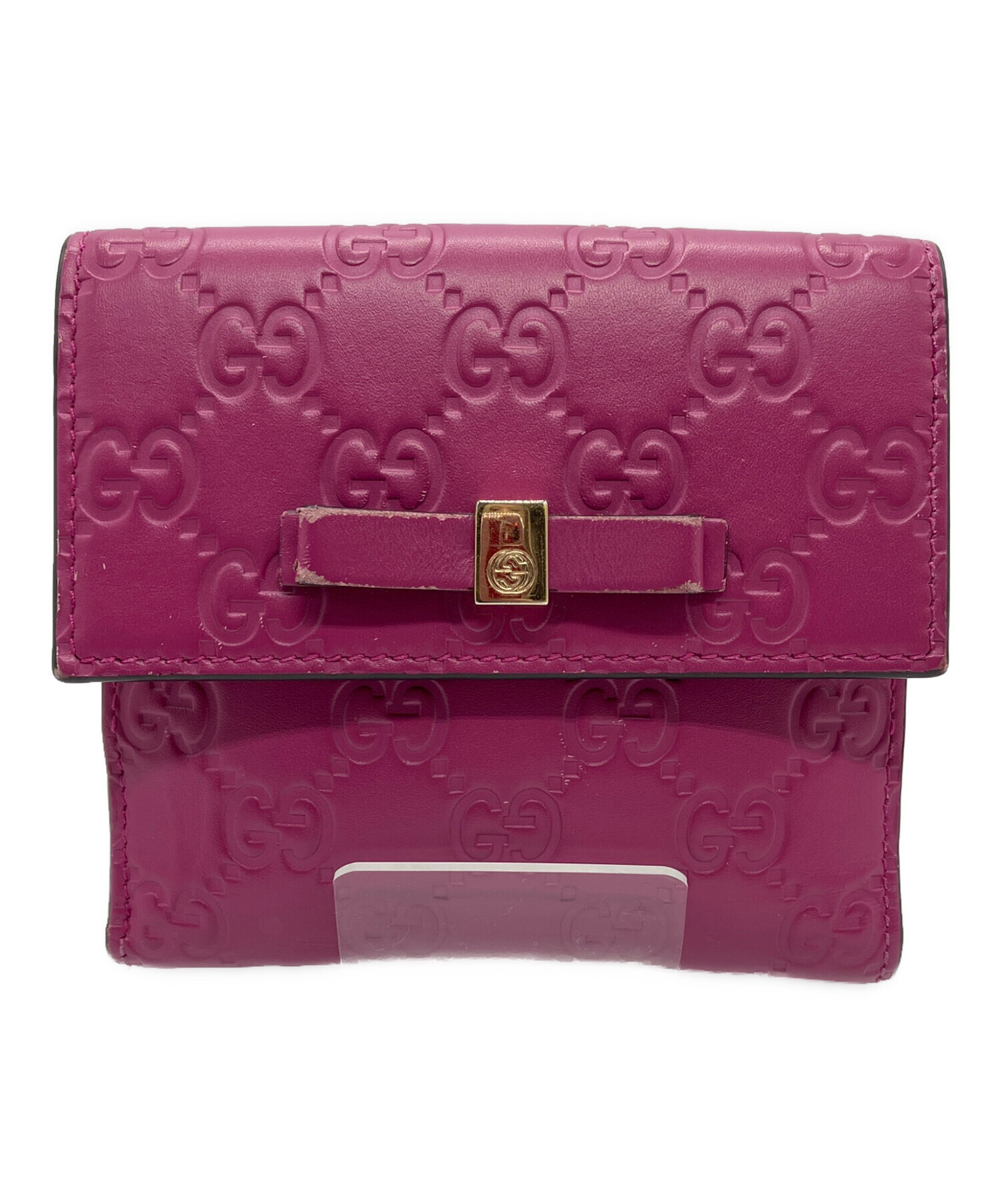【値下げ中】GUCCI ピンク 二つ折り財布 中古・古着通販】GUCCI (グッチ) 2つ折り財布 ピンク｜ブランド・古着