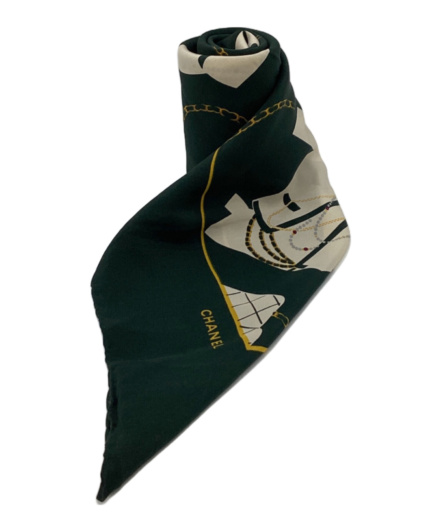 中古・古着通販】CHANEL (シャネル) シルクスカーフ グリーン