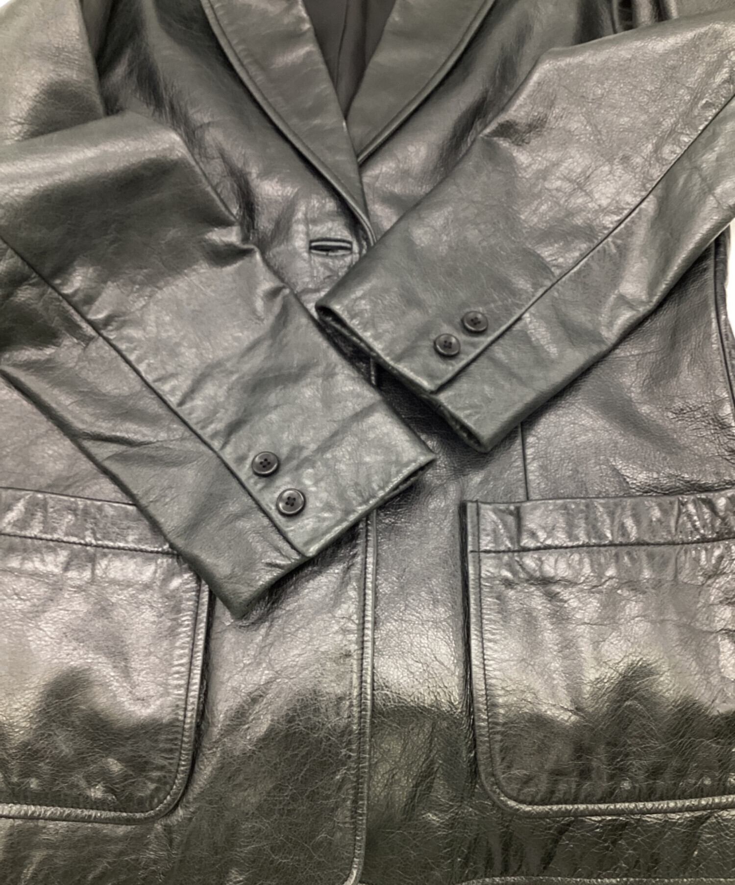 中古・古着通販】GAP (ギャップ) レザージャケット ブラック サイズ:M
