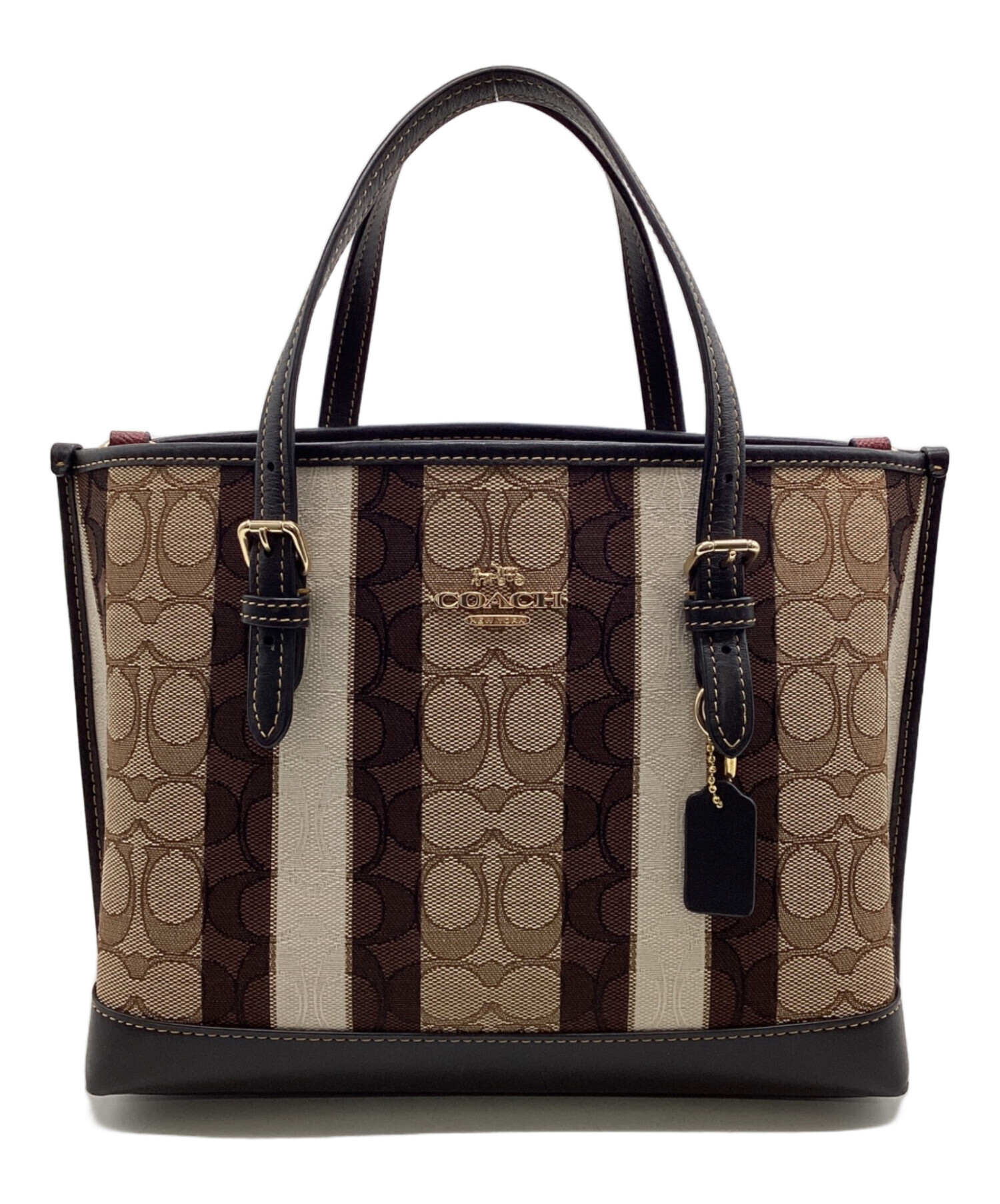 中古・古着通販】COACH (コーチ) ストライプジャガード モリー25 2WAY 