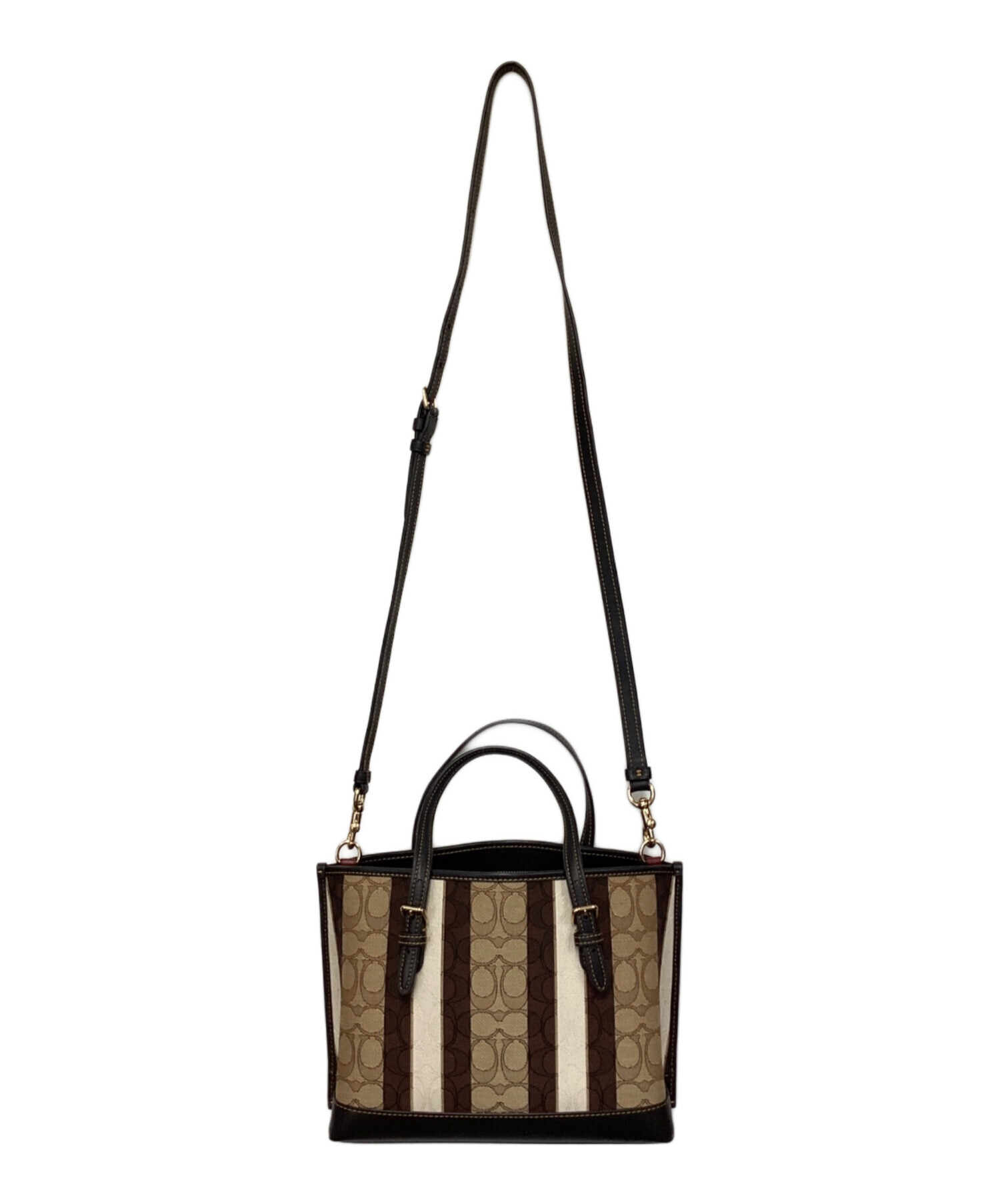 中古・古着通販】COACH (コーチ) ストライプジャガード モリー25 2WAY 