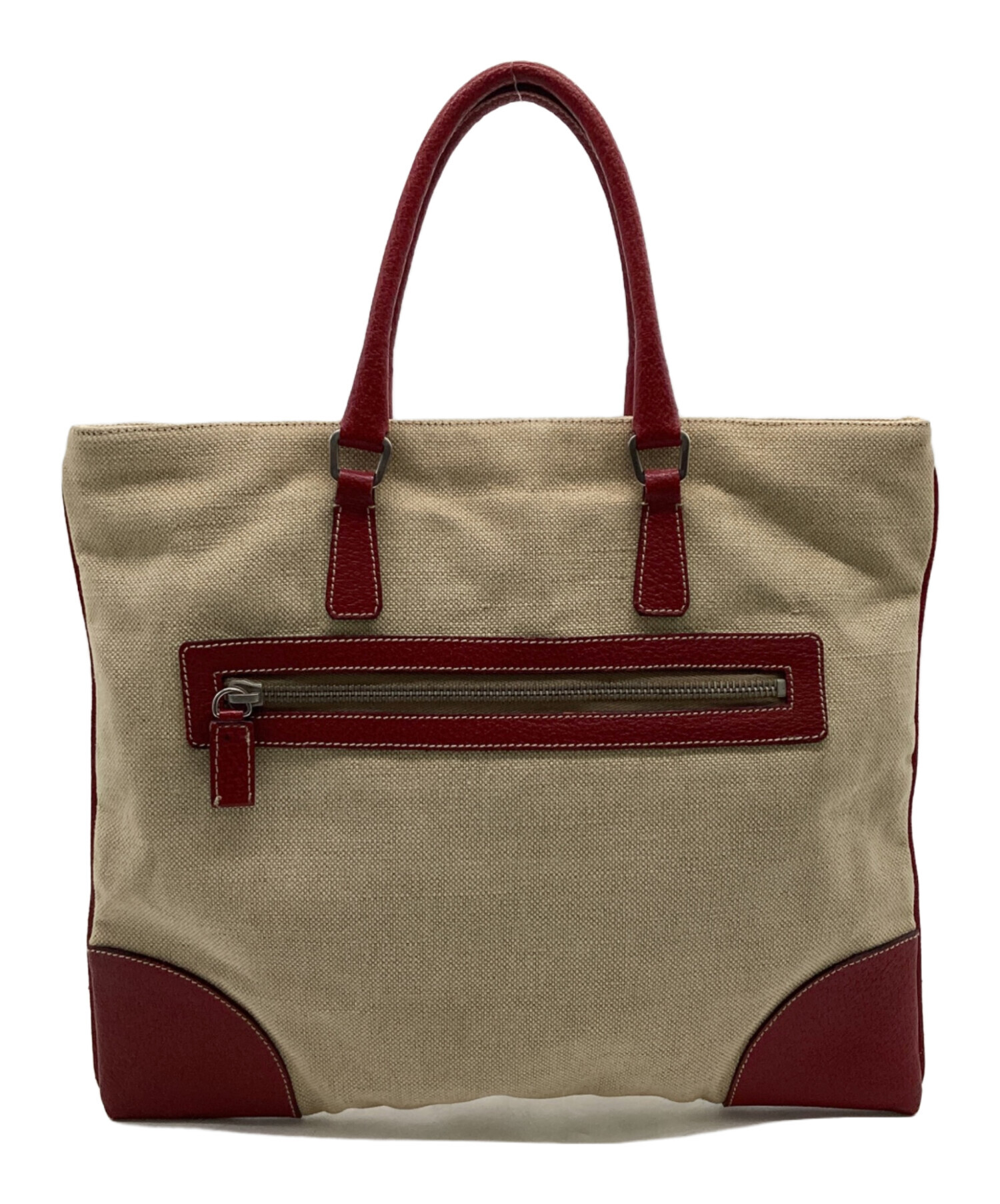 中古・古着通販】PRADA (プラダ) ハンドバッグ ベージュ×レッド 