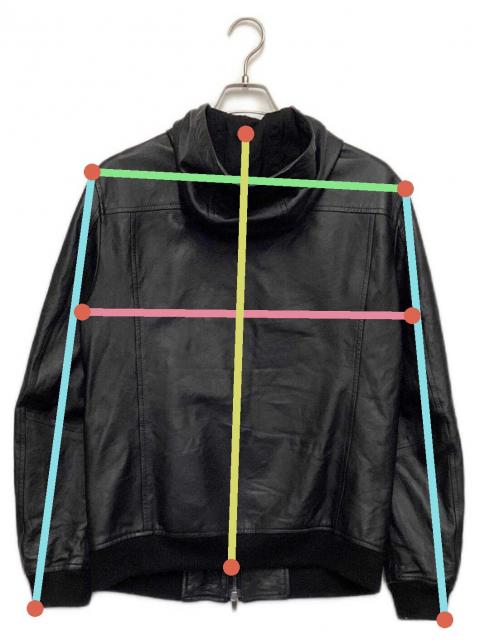 セオリーTheory フード付きレザージャケット 050ブラック　パーカー 中古・古着通販】theory (セオリー) フード付レザージャケット