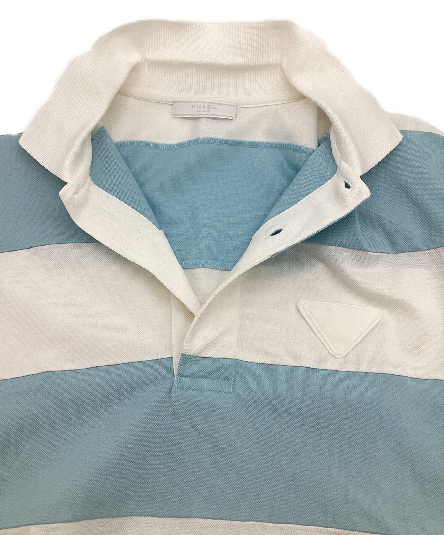 中古・古着通販】PRADA (プラダ) ポロシャツ ブルー×ホワイト サイズ:S