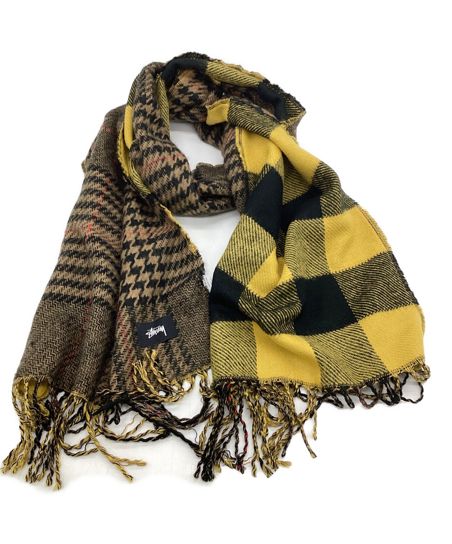 中古・古着通販】stussy (ステューシー) マフラー イエロー×ブラウン