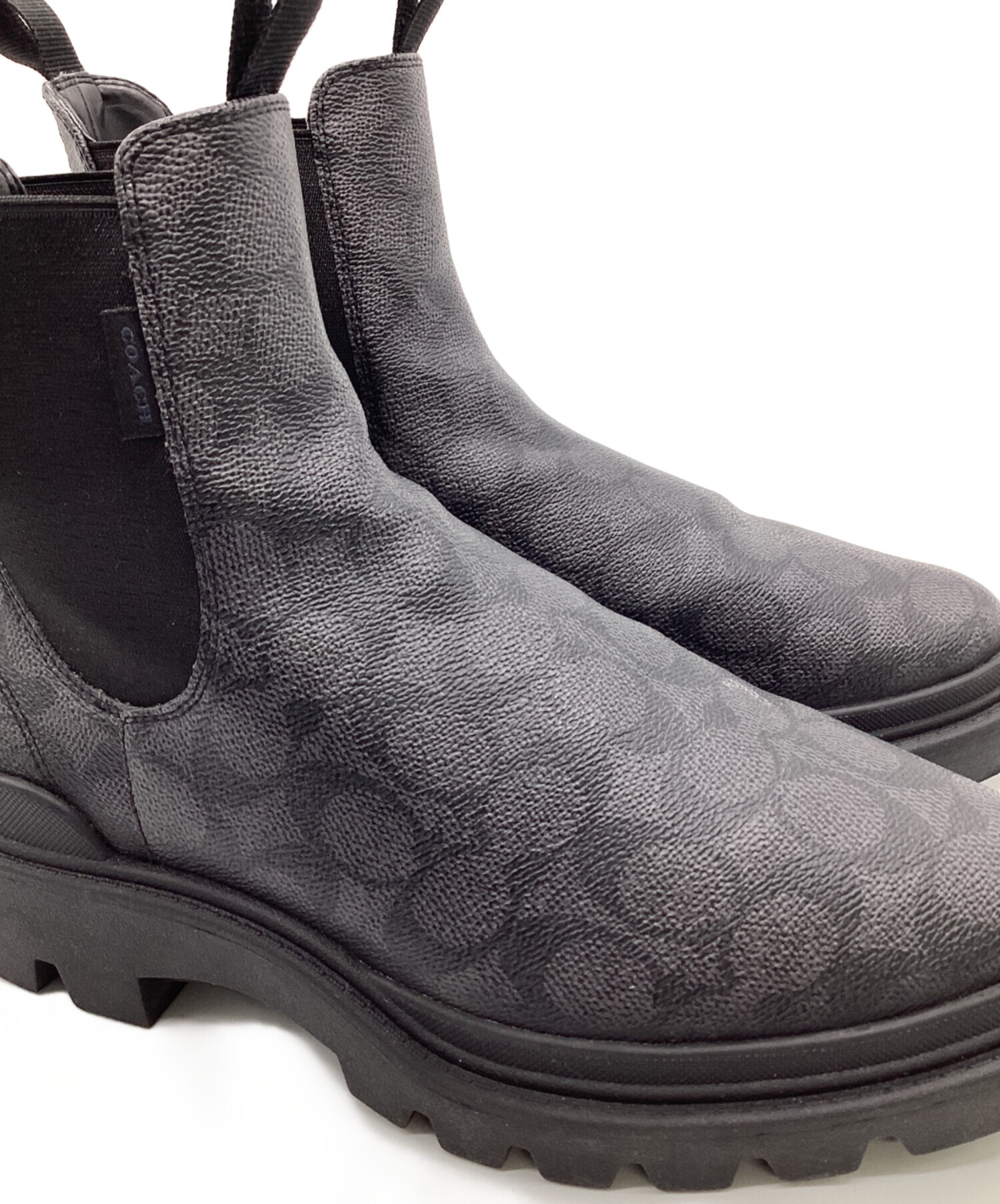 COACH コリン ブーツ シグネチャー ブラック 10 W 中古・古着通販】COACH (コーチ) コリン ブーツ・シグネチャー